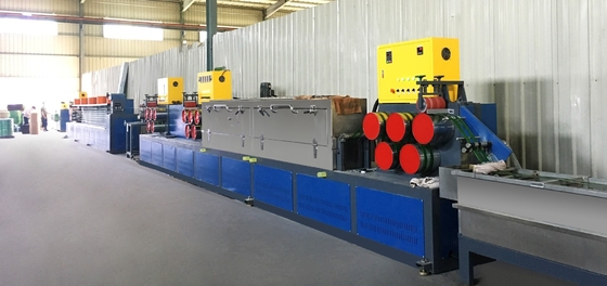 Output 3 Straps PET Strapping Band Line Produksi Sistem Kontrol PLC Bahasa Inggris Cina