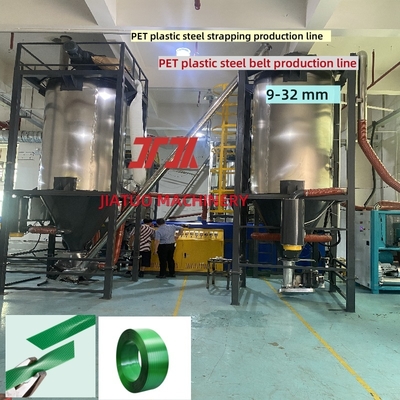 Mesin pembuat tali strapping PET, kontrol PLC, lini produksi tali baja plastik PET 100-300m/menit