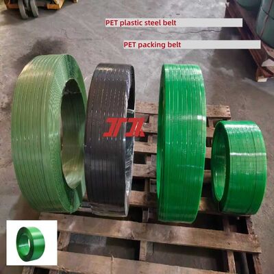 9-25 mm Pita kemasan PET Pita pengikat PET hijau Permukaan Finish yang tergores