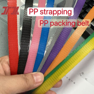 PP strapping berwarna 5-19mm PP Packing belt untuk digunakan dengan mesin strapping desktop