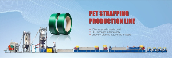 Plastik PET / PP Straps Packing Band Membuat Mesin Ketegangan Kuat Output Tinggi