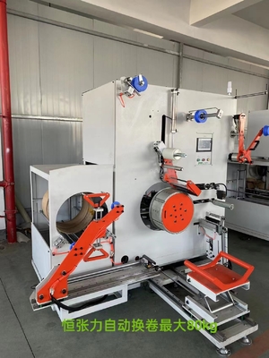 Conveyor penuh otomatis Winder Pita PET 0.4KW Dengan Sistem Kontrol PLC Winder Pita PET penuh otomatis dengan Kontrol PLC &amp; Cuttin