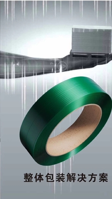 Green Polyester Packing Straps Band 9-27mm Lebar dan 0.5-1.27mm Ketebalan
