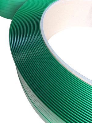 Green Polyester Packing Straps Band 9-27mm Lebar dan 0.5-1.27mm Ketebalan