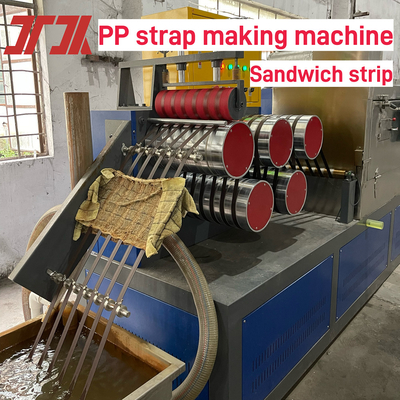 PLC kontrol 150-650kg/H Packing Belt Membuat Mesin PP PET Strap Manufaktur