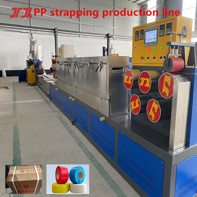 Plastik PP ekstruder PP pengemasan jalur produksi PLC sistem kontrol servo motor