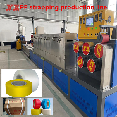 100% bahan daur ulang PP mesin packing belt dengan sistem kontrol PLC dan penggeli otomatis