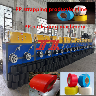 Lini produksi pita pengikat PP otomatis 5-19mm Peralatan pita pengikat PP untuk jaringan sirkulasi empat jaring