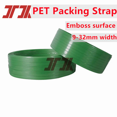 Pita Pita PET bertekstur hijau Polyester Strapping Band cocok untuk mengikat bundel ringan