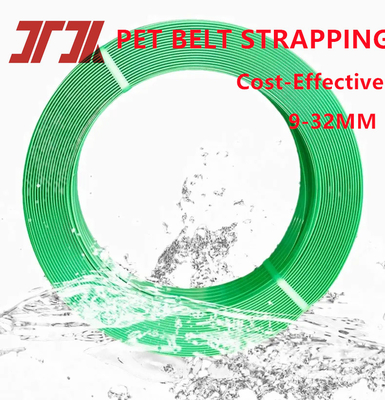 Pita kemasan PET bertenaga tinggi dengan warna transparan cerah dan embossing ganda 5mm hingga 19mm Lebar untuk aplikasi otomatis dan manual