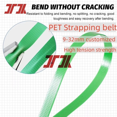 9-32mm Pet Polyester Strapping Belt Untuk Manual atau Automatic Packing Green Black Embossed Toleransi ±0.04mm