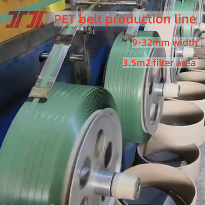Disesuaikan 9-32mm Otomatis PET Packing Strap Extruder Mesin Dengan Sistem Kontrol PLC
