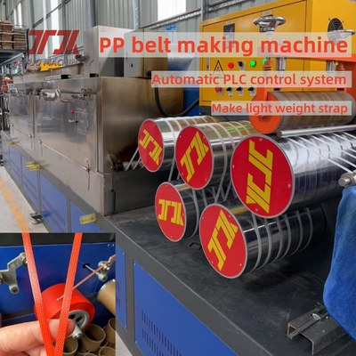 0.3mm Toleransi Lebar PP Packing Strap Extruder Produksi Line Dengan Semi-Automatic Winder Dan PLC