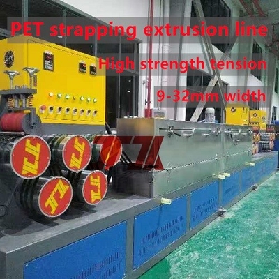 160m/menit Kecepatan Jalan Mesin Ekstrusi Pita Pita PET Gunakan 100% Bahan Daur Ulang Dengan Sistem Kontrol PLC