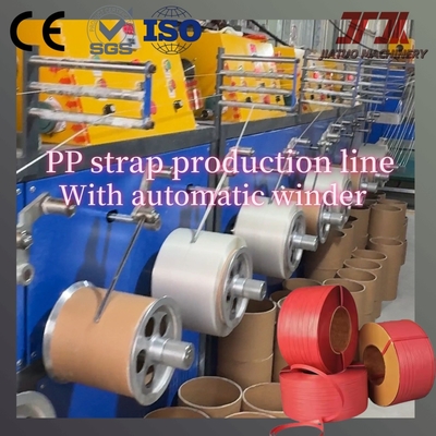 Mesin pengemasan jalur produksi tali strapping polypropylene PP 100% Mesin ekstrusi tali strapping PP Kecepatan jalur hingga 300 m/menit