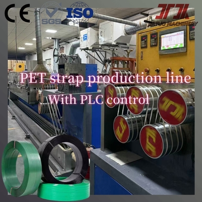9-32mm Green Embossed Polyester PET Strap Extrusion Line Strapping Band Extruder Dengan Sistem Kontrol PLC