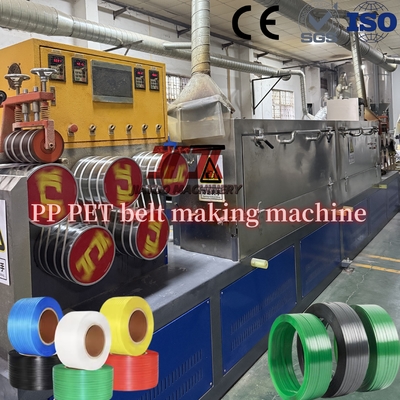 110φ Lini Ekstrusi Tali PET Plastik Sekrup Tunggal Dengan Kontrol PLC Dan Penggulung Otomatis 9-32mm Kekuatan Kuat