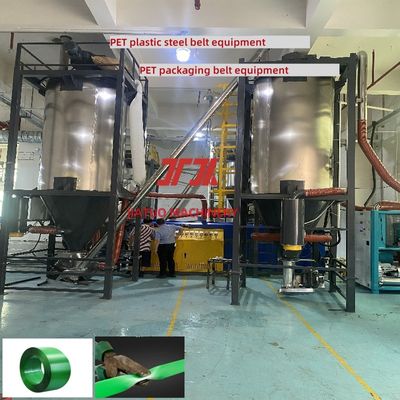 Peralatan sabuk baja plastik PET, lini produksi sabuk baja plastik PET sekrup tunggal, filter serat kimia 80 mesh, peralatan PET
