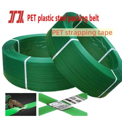 9-25 mm Pita kemasan PET Pita pengikat PET hijau Permukaan Finish yang tergores