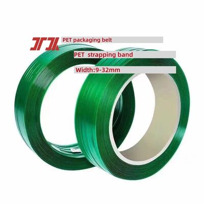 Pita strapping PET 9-25mm hijau, pita strapping PET, tali pengikat PET untuk pabrik bata
