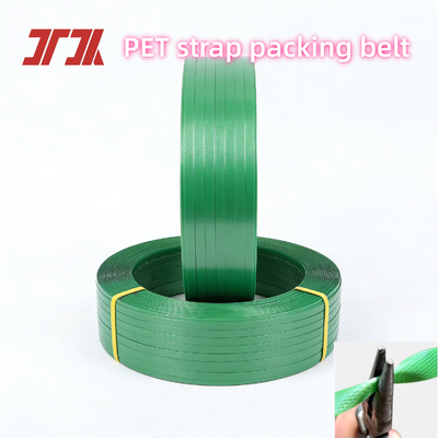 Pita pengikat PET otomatis hijau 9 sampai 25 mm Pita pengemasan PET dengan permukaan halus dan rata