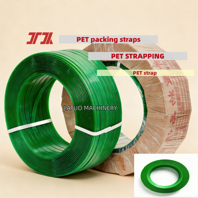 Pita pengikat PET otomatis hijau 9 sampai 25 mm Pita pengemasan PET dengan 100% serpihan botol PET