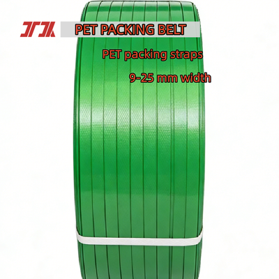 PET Plastic Steel belt 16mm Green PET strapping belt PET strap untuk Pneumatic strapping tool