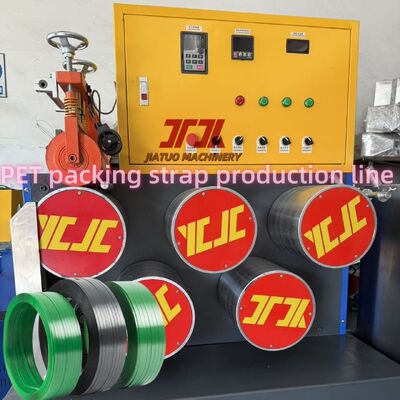 Mesin pembuatan tali PET otomatis dengan kapasitas 220-250kg/H Lebar tali 9-32mm Menggunakan bahan serpihan botol PET 100% daur ulang