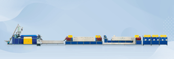 Kecepatan tinggi 5-15mm single screw PP strapping lini produksi PP strapping mesin dengan suhu konstan cerdas oven