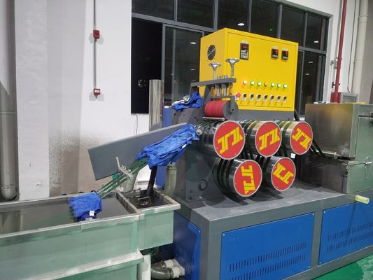 300KW 0.6mm PET Strap Extrusion Line Twin Screw Strapping Band Membuat Daur Ulang PET Strap Extrusion Line