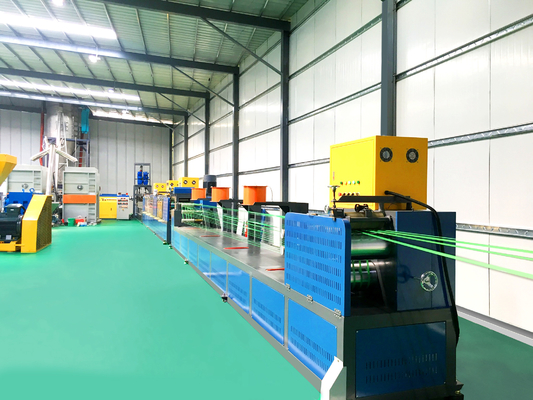 850KG kekuatan tarik PET Strap Produksi Line dengan double station winder 210-250KG/H