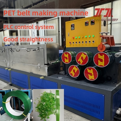 9-32mm Lebar Pet Band Produksi Mesin Untuk Membuat High Tension PET Strapping Dengan PLC Memory System