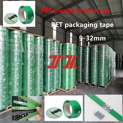 Bahan kemasan 9-25mm PET Plastik Steel Strapping PET Pallet Strapping PET Steel Strapping untuk Pneumatic Strapping Machine Handheld Strapping Machine