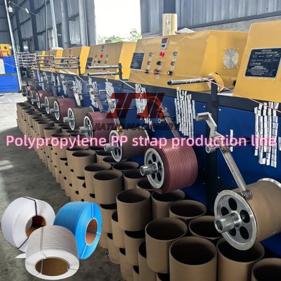 80KW Mesin pembuatan tali PP sepenuhnya otomatis Tegangan yang disesuaikan dengan lebar 5-19mm