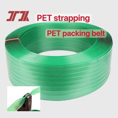 Green Polyester Packing Straps Band 9-27mm Lebar dan 0.5-1.27mm Ketebalan