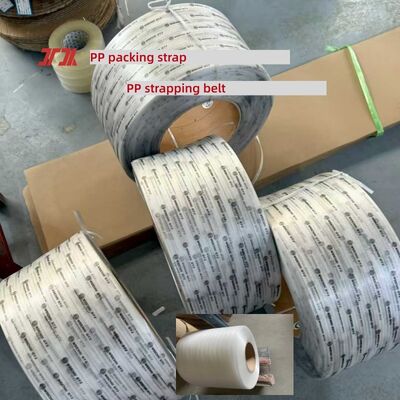 PP sabuk pengemasan 5 12 mm Sandwich Style PP Strapping untuk mesin strapping kecepatan tinggi