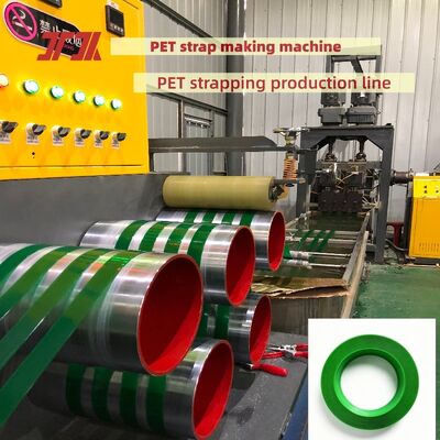 16mm mesin pengikat PET mesin pembuatan tali PET otomatis dengan produksi 100% botol PET bahan serpihan
